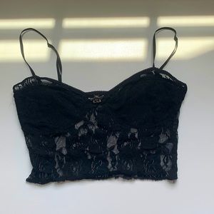 Super cute black lace crop top with baby angel